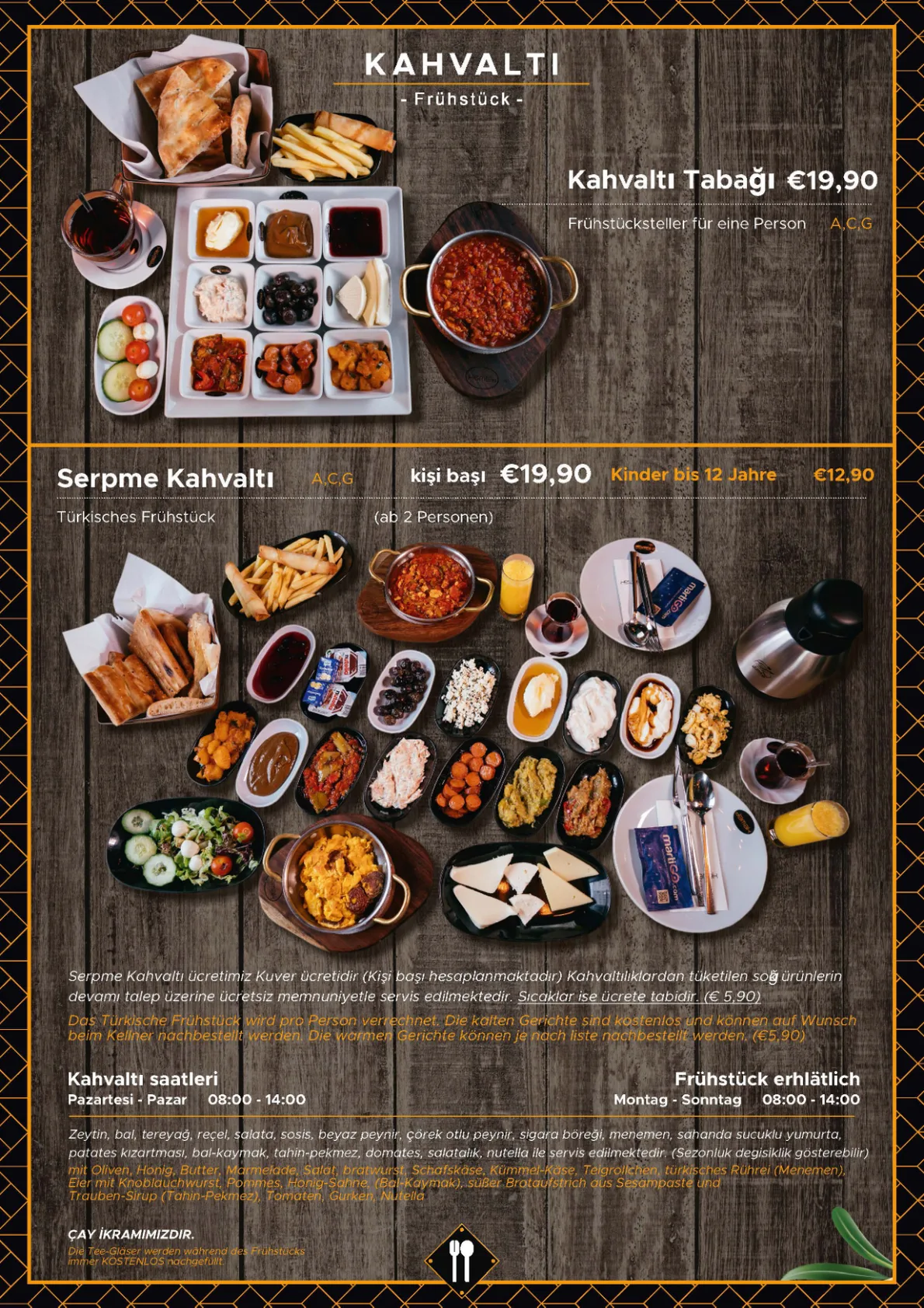 Speisekarte – Kahvaltı