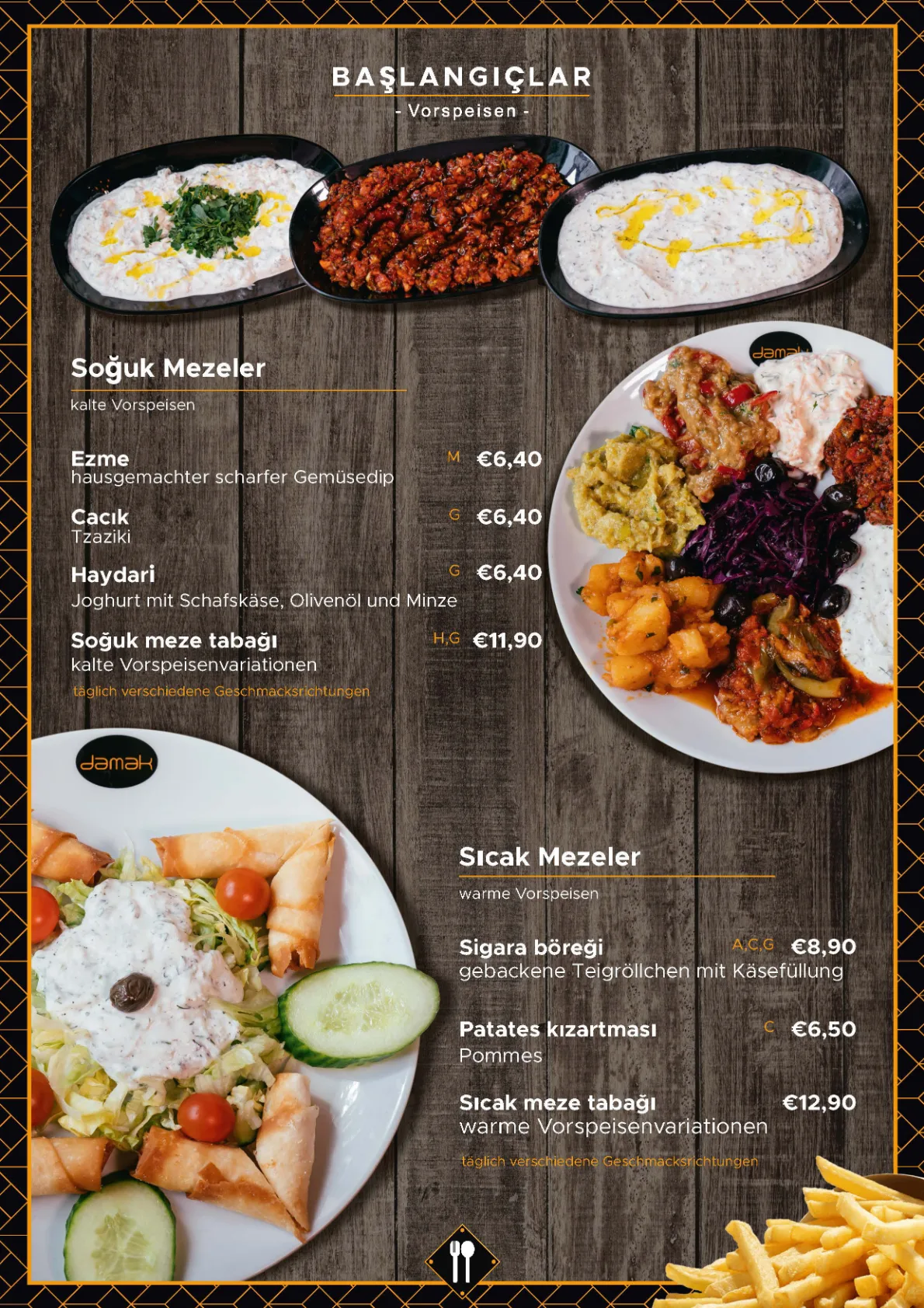 Speisekarte – Başlangıçlar