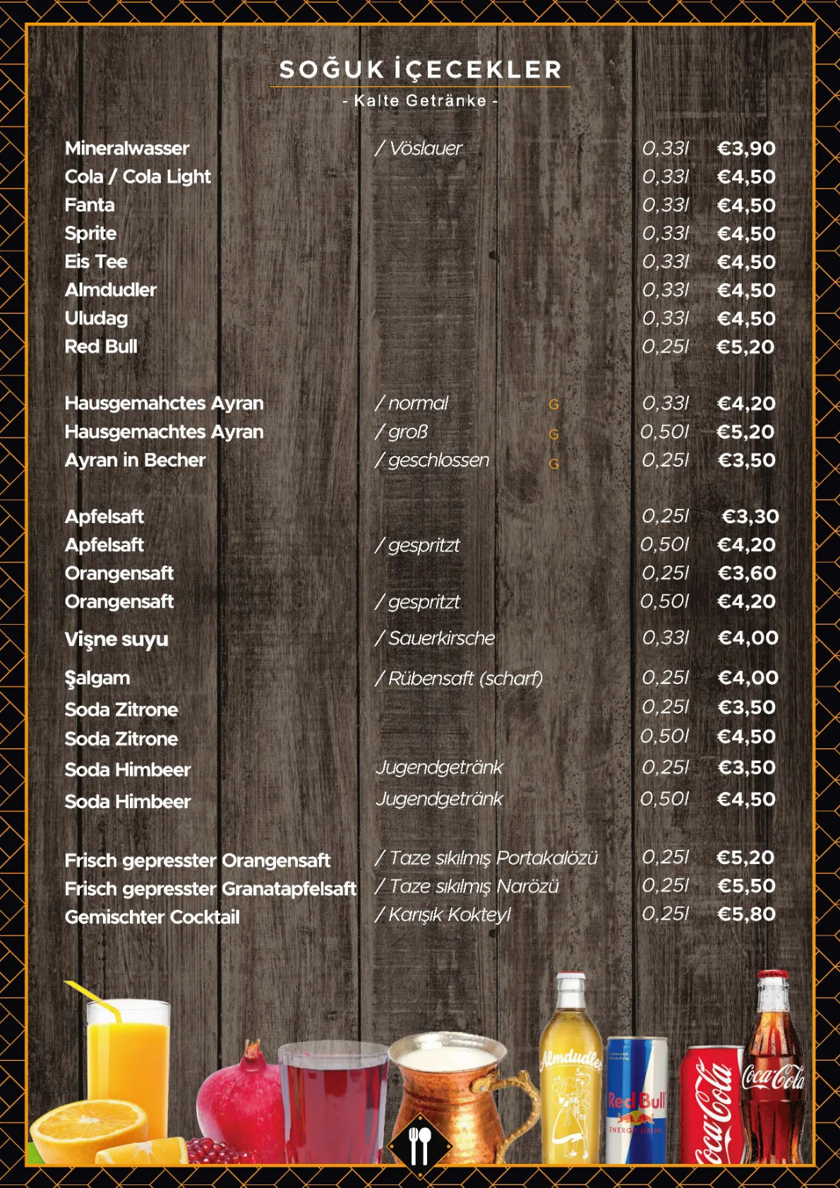 Speisekarte – Soğuk İçecekler